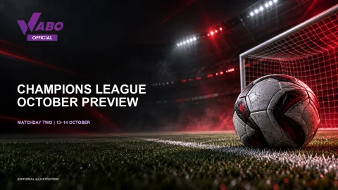 WABO editorial football illustration for the 13–14 October 2026 Champions League preview.