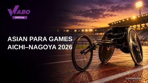Illustration of a racing wheelchair on an athletics track, with the title Asian Para Games: Aichi–Nagoya 2026.