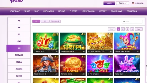Wabo555 website screenshot supplied for the wabosg mobile slot guide